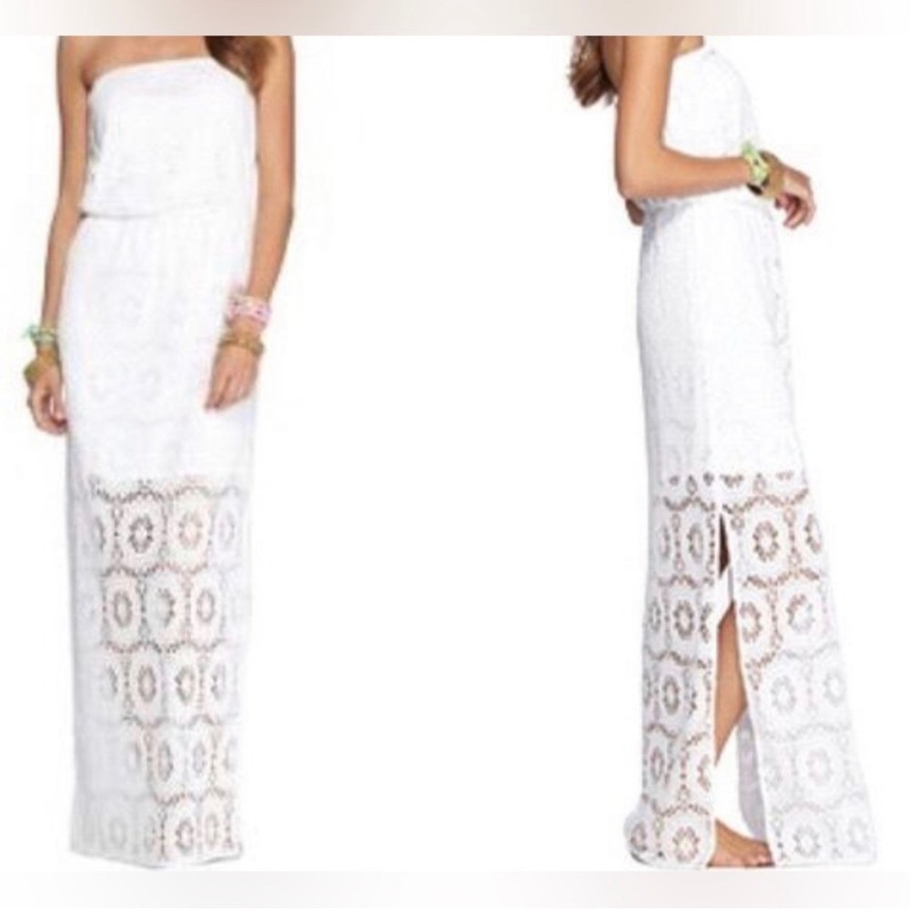 White Strapless Lilly Pulitzer Maxi Dress